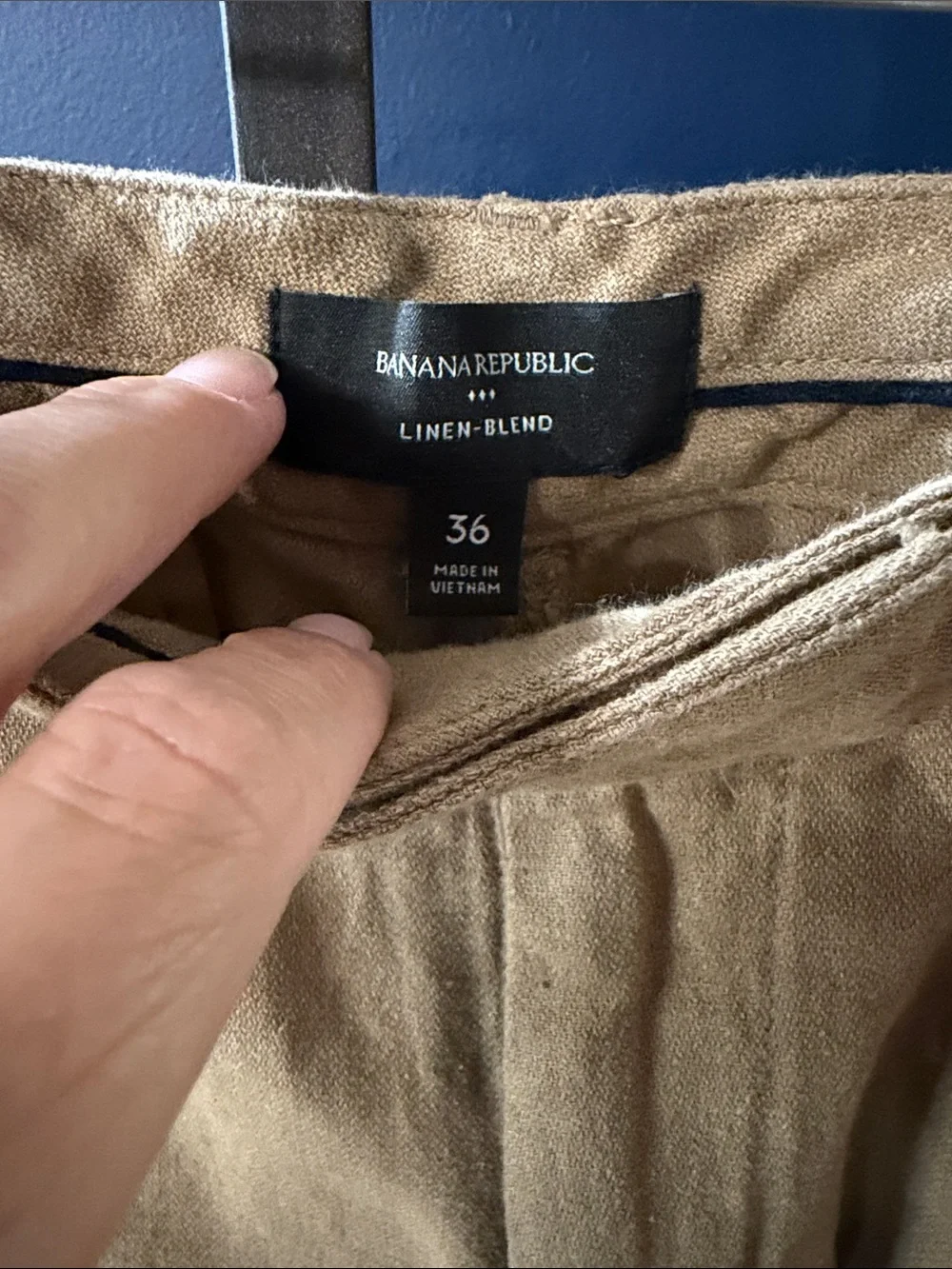 Banana Republic Tan Flat-Front Linen Blend Men's Shorts